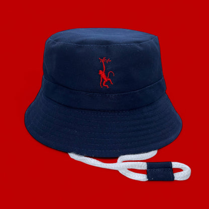 Bucket Hat - Navy Blue & Red
