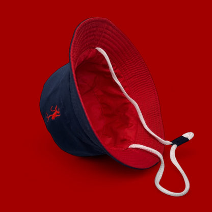 Bucket Hat - Navy Blue & Red